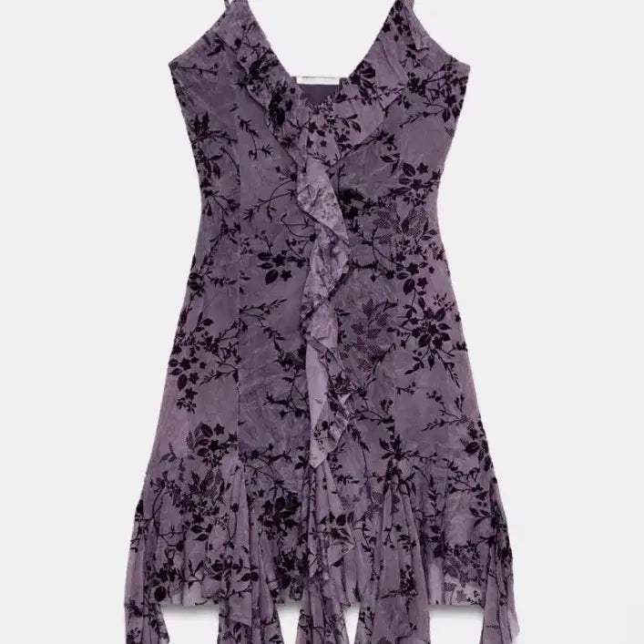 [BUNJANG] Zara Floral Velvet Mini Dress / 자라 원피스