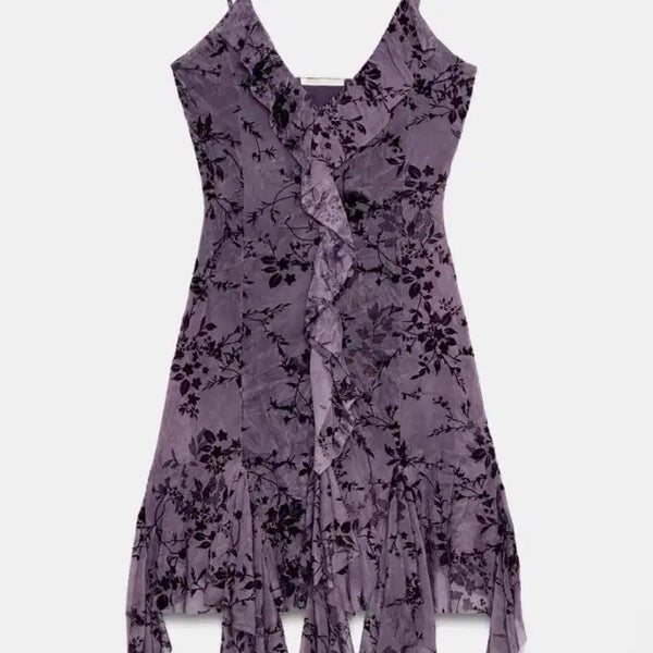 [BUNJANG] Zara Floral Velvet Mini Dress / 자라 원피스