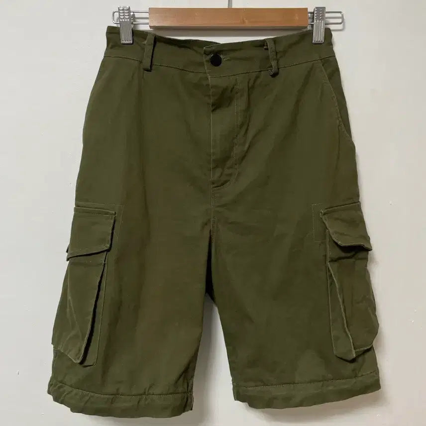 [BUNJANG] Cotton Span Cargo Banding Shorts / 28 카키 코튼 스판 카고 밴딩 반바지