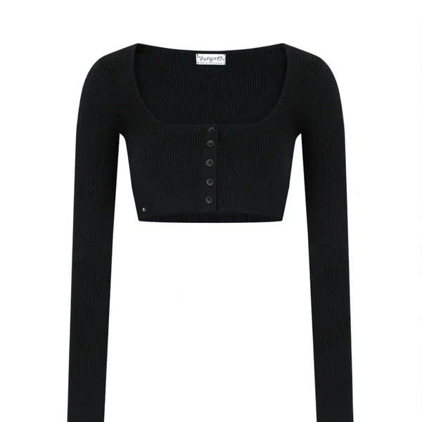 [BUNJANG] Pale Jade Button Bolero Knit Cardigan - Black / (택O) 페일제이드 버튼 볼레로 니트 가디건 블랙