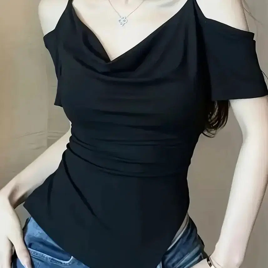 [BUNJANG] Off-the-shoulder Short-sleeve Top / 에이블리 오프숄더 반팔 나시 교신가능