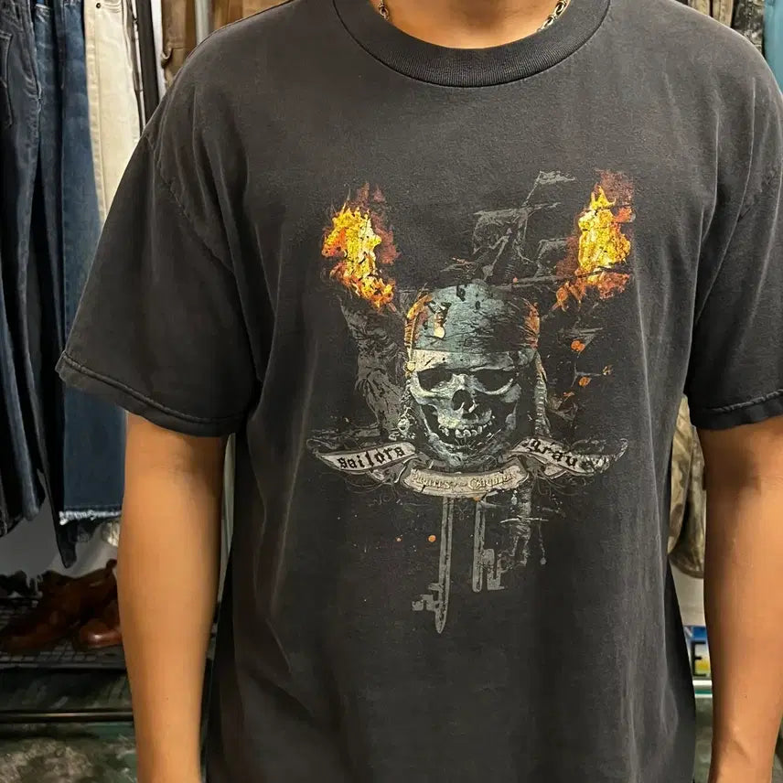 [BUNJANG] Pirates of the Caribbean Movie Promo Faded T-Shirt / [L] 캐리비안의 해적 영화 프로모 빈티지 페이딩 티셔츠