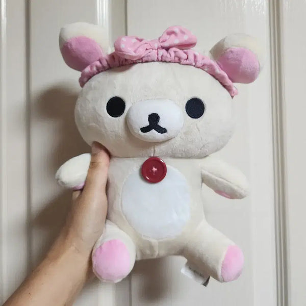 [BUNJANG] Rilakkuma Plush Pink Headband & Button Detail / 리락쿠마 인형 핑크 헤어밴드 & 단추