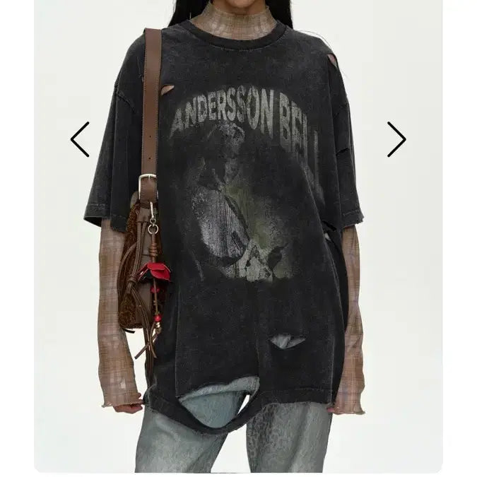 [BUNJANG] Andersson Bell Layered Live Printed T-Shirt Charcoal / 앤더슨벨 레이어드 티셔츠 차콜 LAYERED LIVE PRINTED T-SHIRT