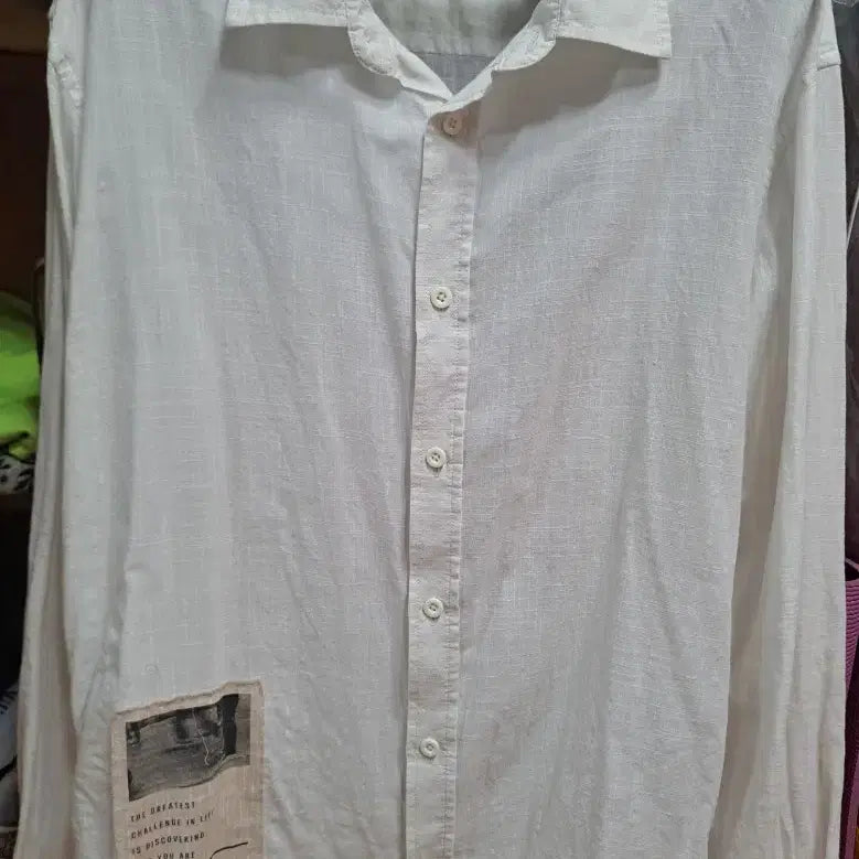 [BUNJANG] Get Used Linen Cotton White Long Sleeve Shirt / 100)겟유즈드 린넨 면 화이트 긴팔 셔츠