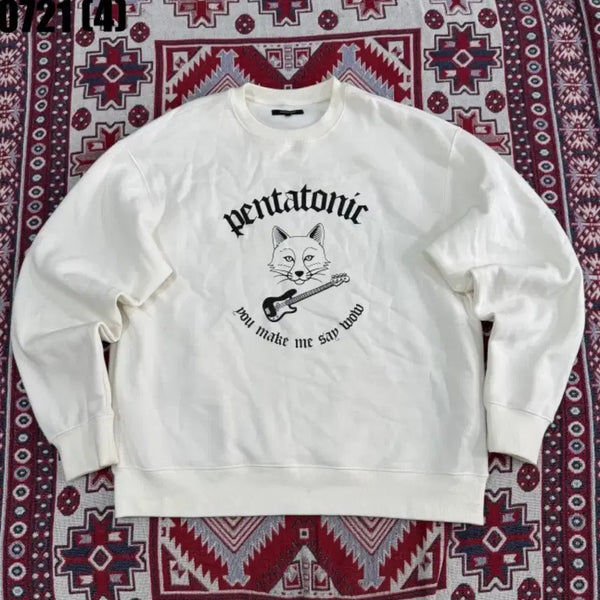 [BUNJANG] Pentatonix White Fox Guitar Sweatshirt / 펜타토닉 흰색 여우 기타 맨투맨