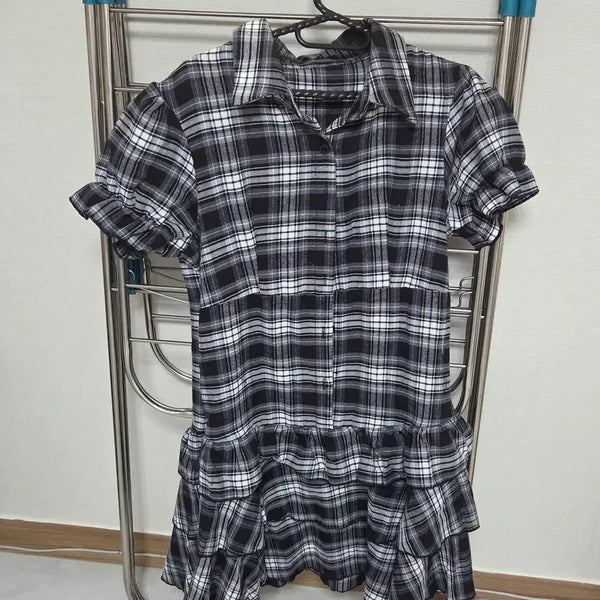 [BUNJANG] Checkered Short Mini Dress / 체크 숏 미니 원피스 에이블리 교환 교신