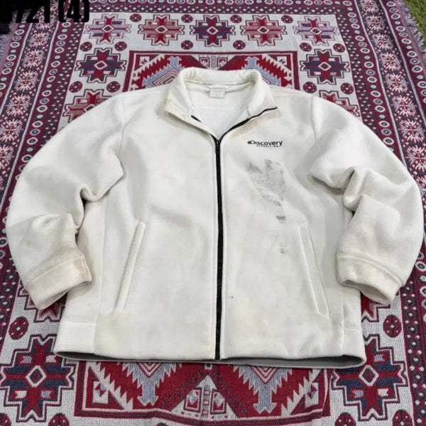 [BUNJANG] Discovery Expedition Fleece Zip-Up Jacket White / 디스커버리 익스페디션 플리스 집업 자켓 화이트