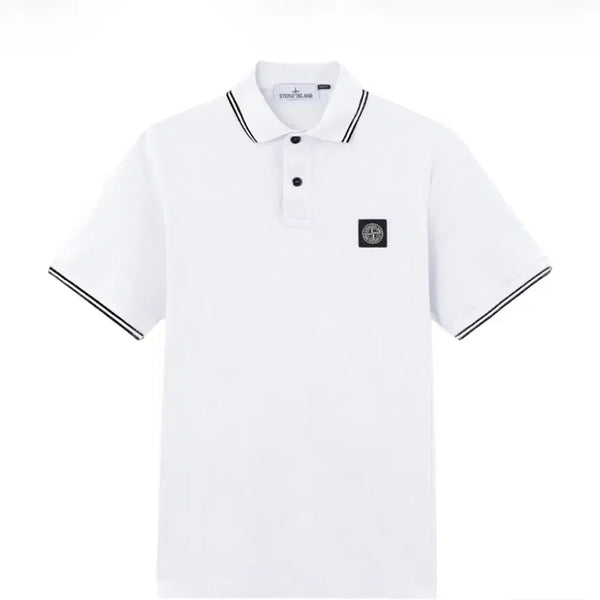 [BUNJANG] Stone Island Slim Fit White Polo T-Shirt / 스톤아일랜드 슬림핏 반팔M급처