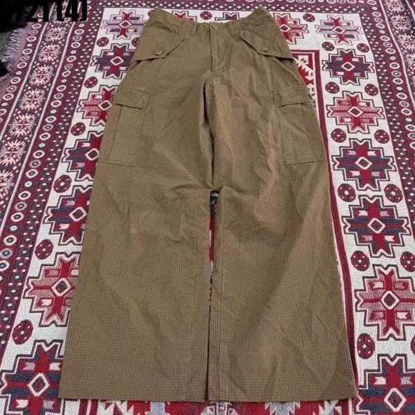 [BUNJANG] Natureposis Brown Check Pattern Cargo Pants Size 76 / 네이처포시스 카고 바지 브라운 체크 패턴 76 0721