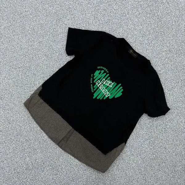 [BUNJANG] Vintage Women's Layered Short Sleeve T-Shirt / 실측확인 빈티지 여성 레이어드 반팔 티셔츠 0721J2