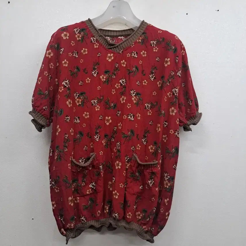 [BUNJANG] Floral Print Cotton Shirt Size 66 / 얇은 면셔츠66