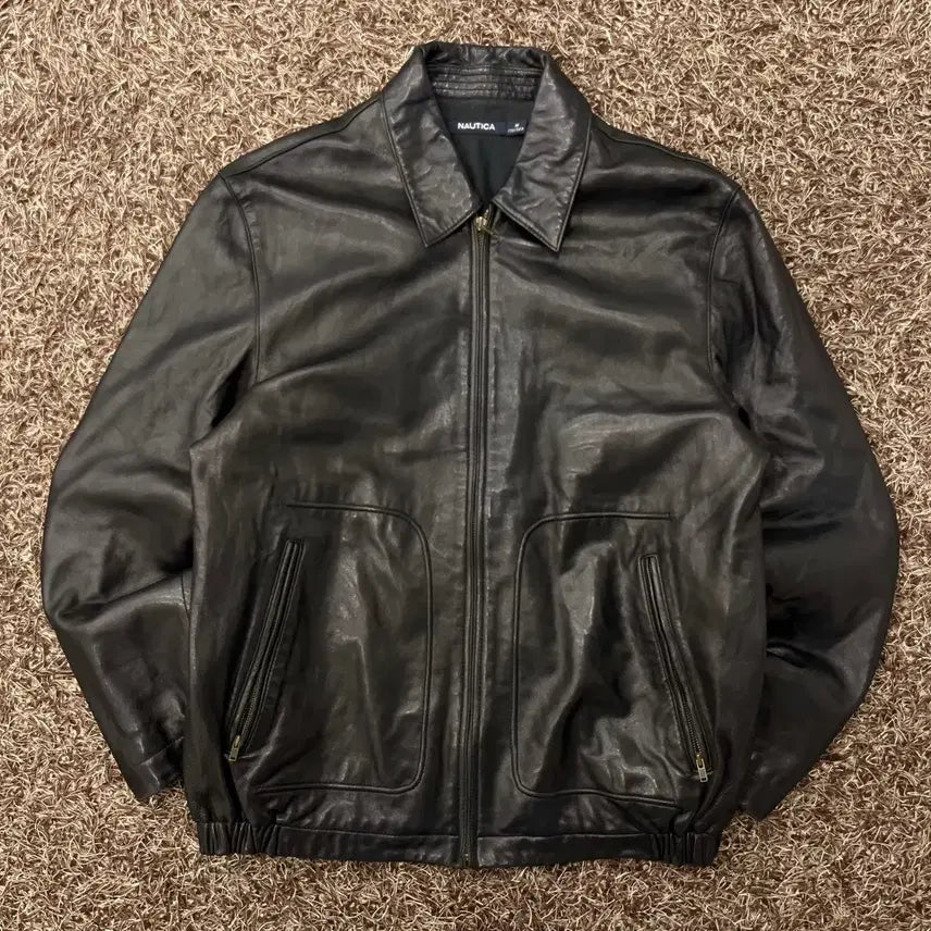 [BUNJANG] Nautica Real Leather Blouson Zip-Up Leather Jacket / S 노티카 리얼레더 블루종 집업 레더 가죽 자켓