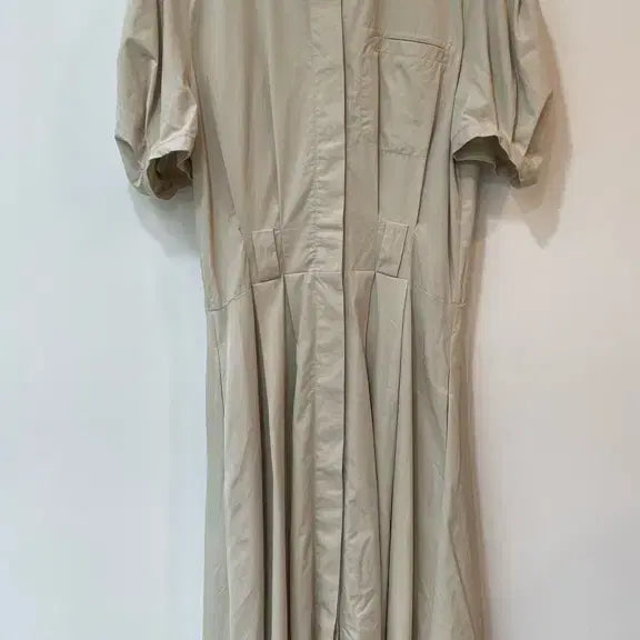 [BUNJANG] Well Known Beige Secret Button Shirt Dress / Well Known 베이지 시크릿버튼 셔츠 원피스