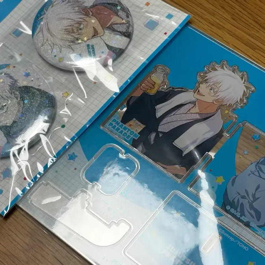 [BUNJANG] Gojo Youth Fanfare Acrylic Stand & Can Badge Set / 고죠 판파레 유년기 아크릴 캔뱃지 세트
