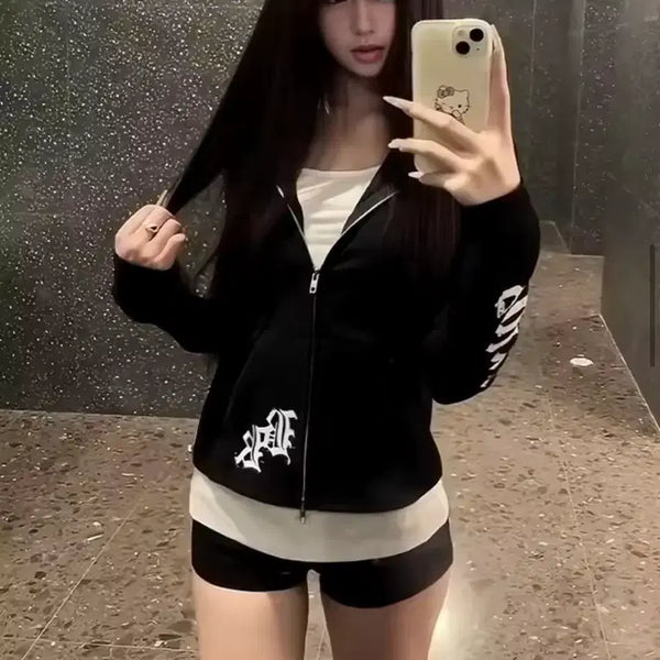[BUNJANG] Aubree Fitted Hoodie Zip-up / 에이블리 딱붙 후드집업 검정 교신가능
