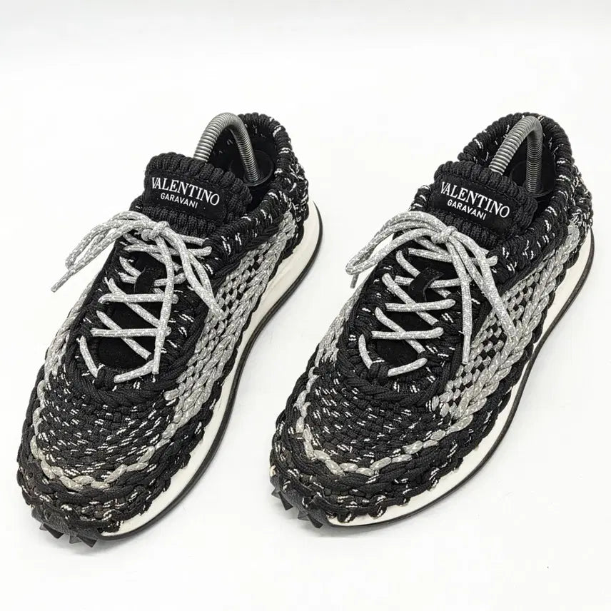 [BUNJANG] Valentino Crochet Sneakers Black/Grey Size 41 / 발렌티노 크로셰 스니커즈 검/회 (41)