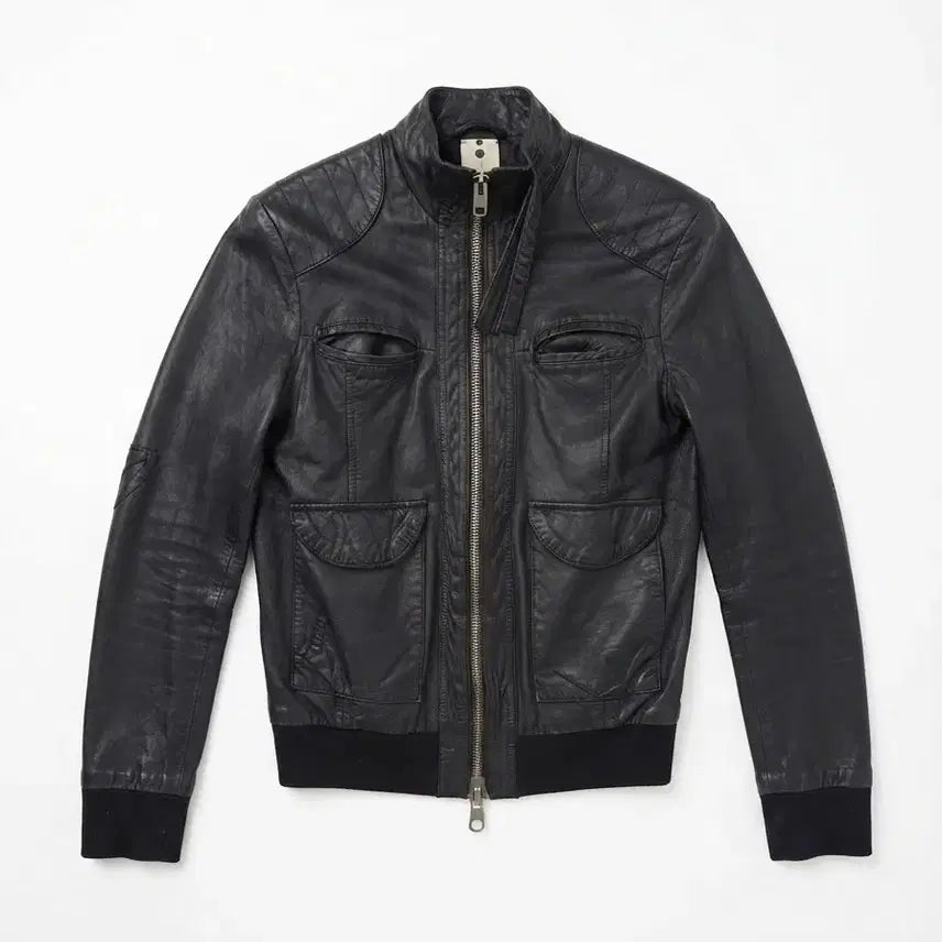 [BUNJANG] WO Black Leather Jacket XS / WO 블랙 가죽 자켓 XS