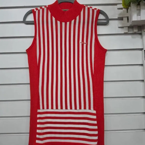 [BUNJANG] Louis Quatorze Red Stripe Knit Vest / #여성의류루이까또즈의 매력적인 레드 스트라이프 니트 조끼