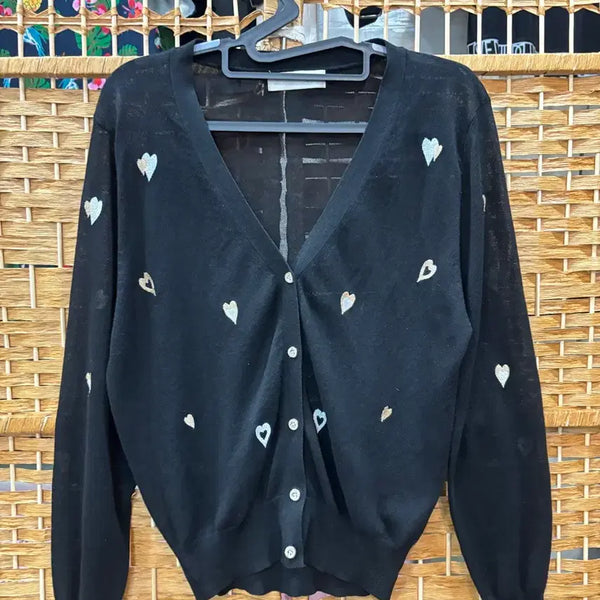[BUNJANG] Heart Pattern Knit Cardigan / 니트 가디간