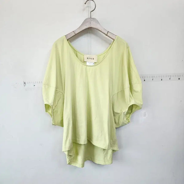 [BUNJANG] River Volume Shirring Short Sleeve T-Shirt / 리버 볼륨 샤링 반팔 티셔츠