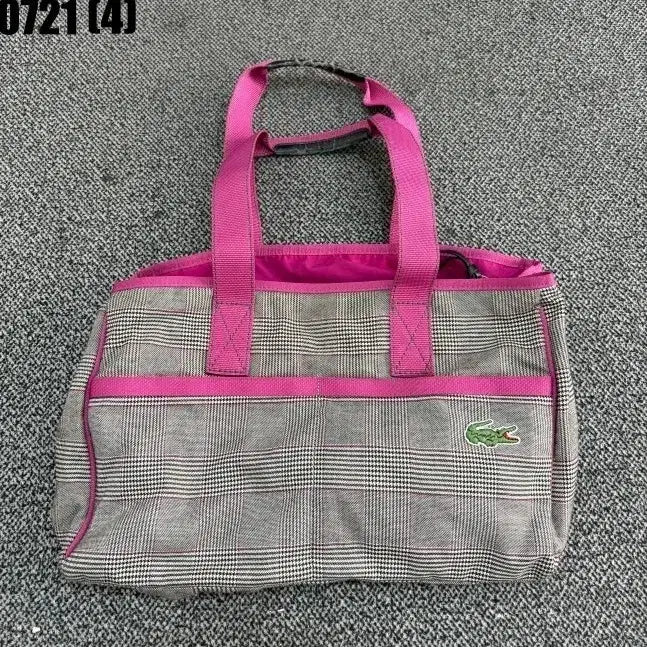 [BUNJANG] Lacoste Check Pattern Tote Bag Pink / 라코스테 체크 패턴 토트백 핑크 0721