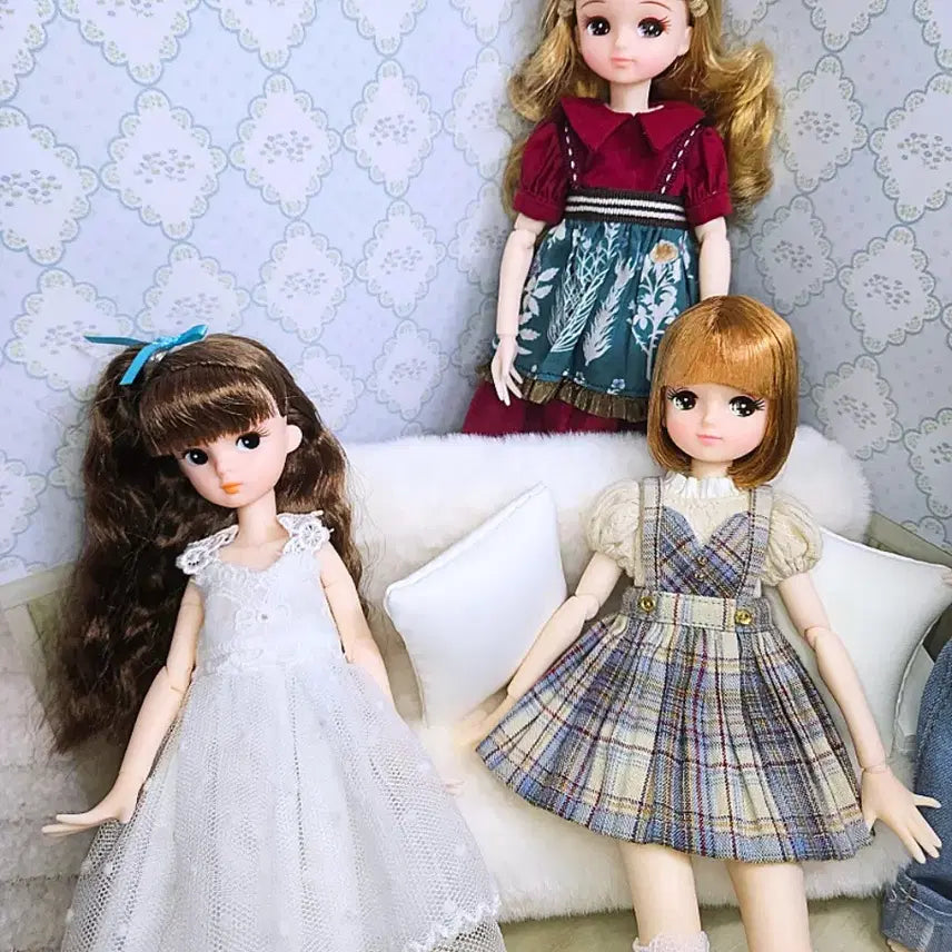 [BUNJANG] Dollhouse Furniture Set (Sofa & Backdrop) for 1/6 Scale Dolls / 룸박스 육일돌 사이즈 가구 (소파와 배경지) 인형 키덜트