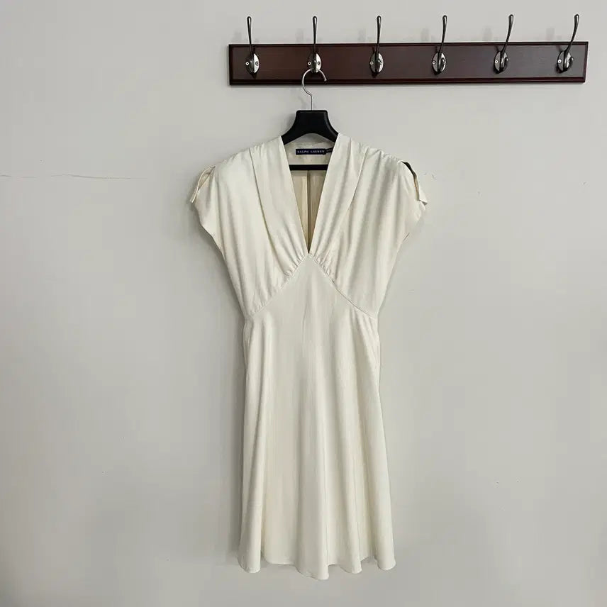 [BUNJANG] Polo Ralph Lauren Silk Back Slit Dress Cream White / 폴로 랄프로렌 백 트임 크림 화이트 드레스 원피스