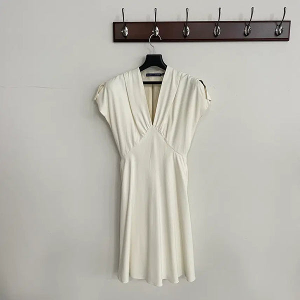 [BUNJANG] Polo Ralph Lauren Silk Back Slit Dress Cream White / 폴로 랄프로렌 백 트임 크림 화이트 드레스 원피스