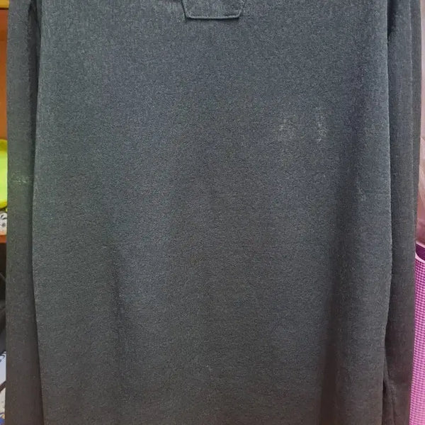 [BUNJANG] See-through Black Long-Sleeve W-Neck Shirt / 100)시스루 블랙 긴팔 와이넥 셔츠