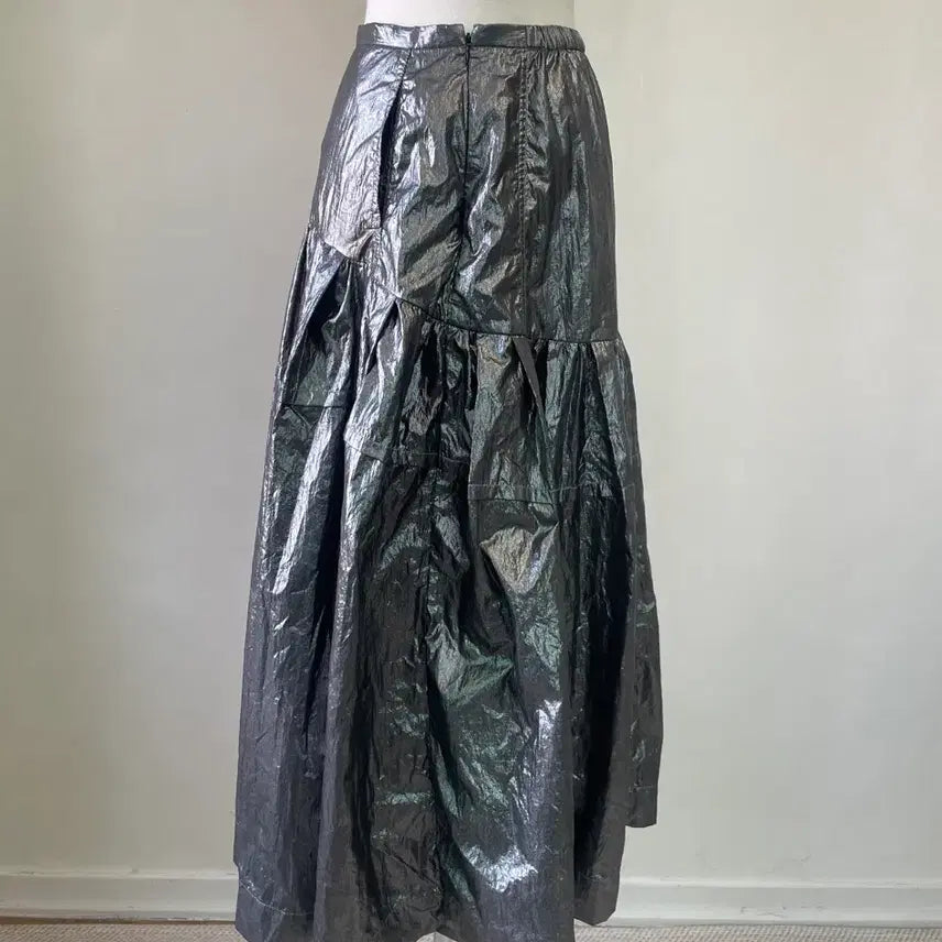 [BUNJANG] Vintage Moussy Metallic Crinkle Tiered Long Skirt / 빈티지 moussy 메탈릭 크링클 티어드 롱스커트빈티지 moussy 메탈릭 크링클 티어드 롱스커트