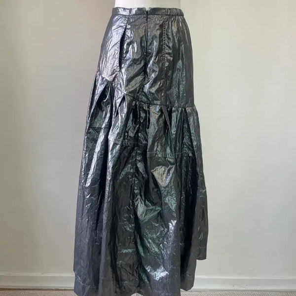 [BUNJANG] Vintage Moussy Metallic Crinkle Tiered Long Skirt / 빈티지 moussy 메탈릭 크링클 티어드 롱스커트빈티지 moussy 메탈릭 크링클 티어드 롱스커트