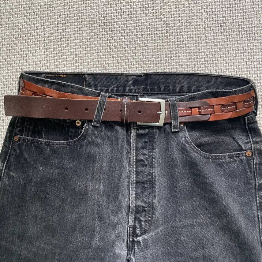 [BUNJANG] Vintage Hand-Braided Woven Belt / 빈티지 핸드 브레이드 위빙 벨트