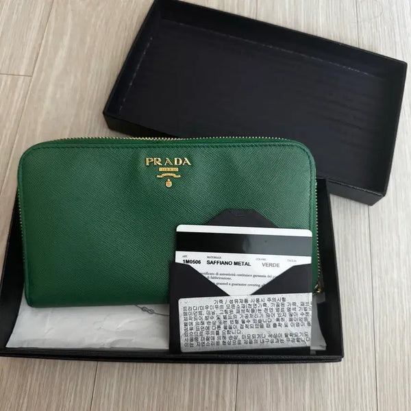 [BUNJANG] Prada Saffiano Long Wallet Green / 프라다 사피아노 장지갑 그린