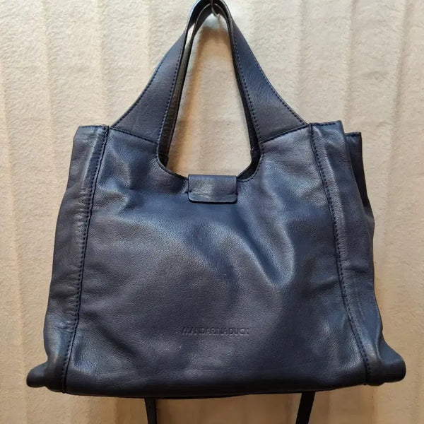 [BUNJANG] Mandarin Duck Leather Tote Bag Navy / 만다리나덕 가죽 토트백 네이비