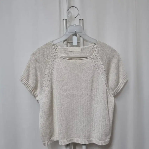 [BUNJANG] Cropped Knit Short Sleeve Top / 크롭 니트 반팔