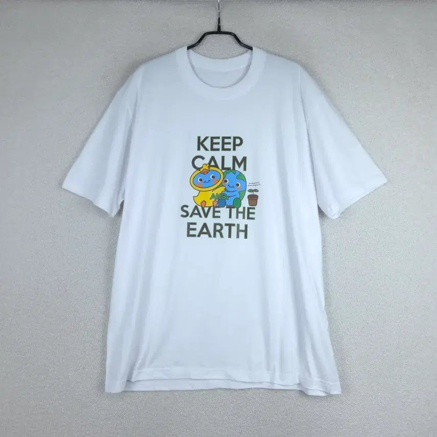 [BUNJANG] Men's White Cotton Short Sleeve T-Shirt (Size 105) / 남성 화이트 면 반팔 티셔츠(105)