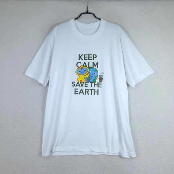[BUNJANG] Men's White Cotton Short Sleeve T-Shirt (Size 105) / 남성 화이트 면 반팔 티셔츠(105)