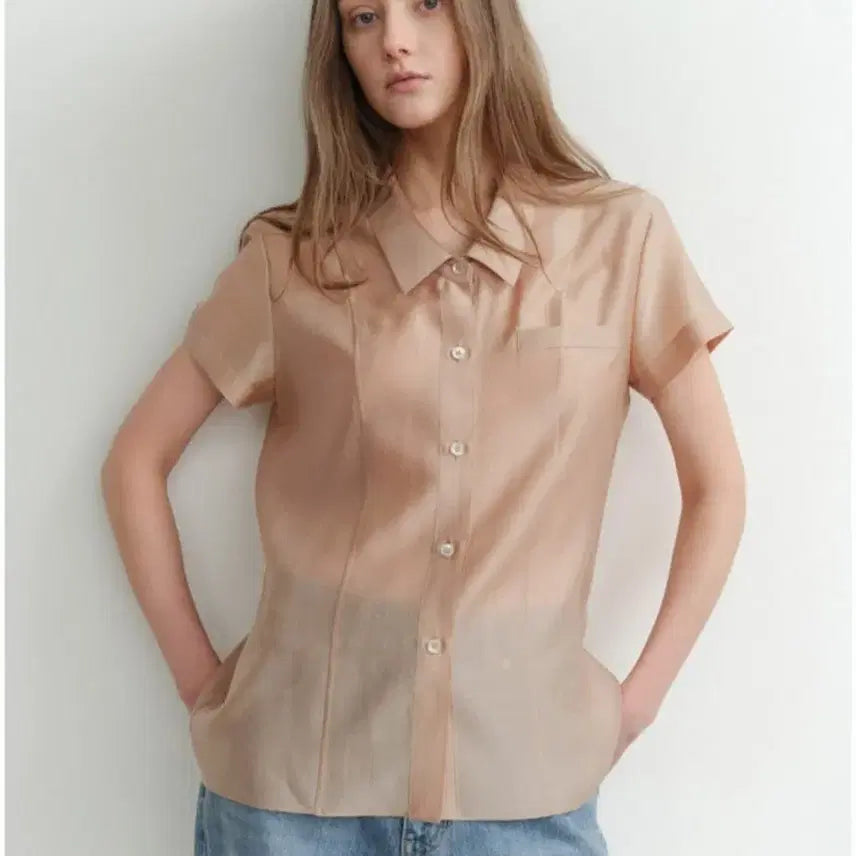 [BUNJANG] eaah Sheer Line Shirt Blouse / 이아 eaah sheer line shirt 블라우스