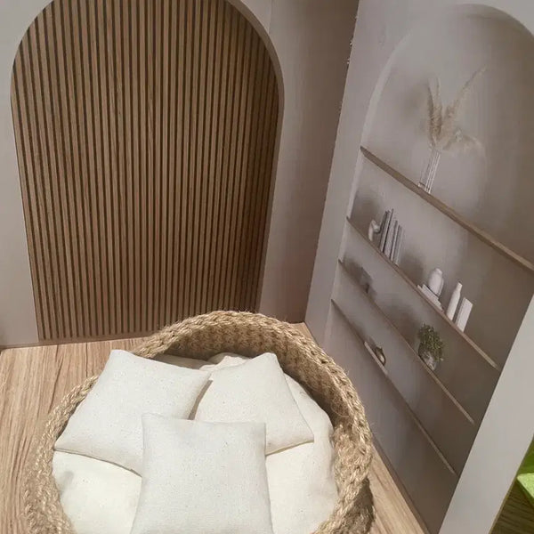 [BUNJANG] Doll Rattan Sofa & Backdrop Set / 인형 룸박스 라탄 소파 및 배경지 키덜트 인형