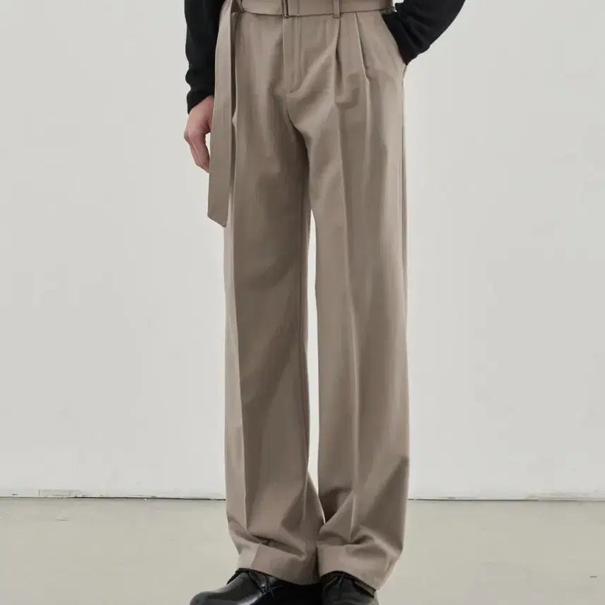 [BUNJANG] Drawfit Modz Wool Wide Belted Slacks Greyish Beige L / (드로우핏) 모즈 울 와이드 벨티드 슬랙스 [GREYISH BEIGE / L]