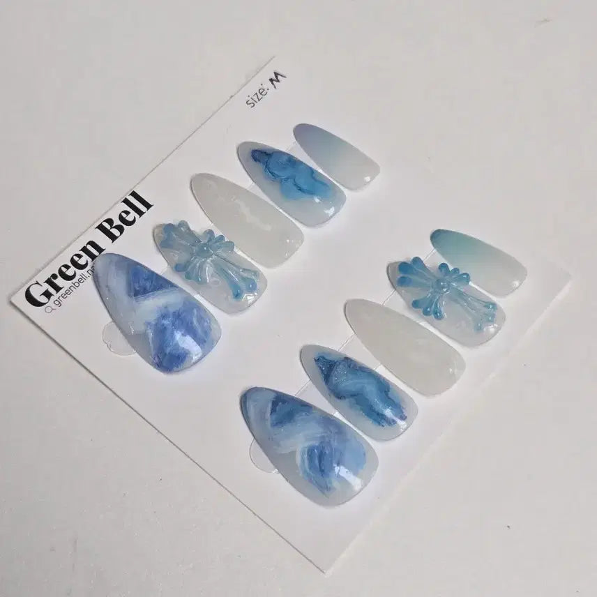 [BUNJANG] Handmade Ocean Nail Tips (M Size) / 바다 수제네일팁 (M사이즈)