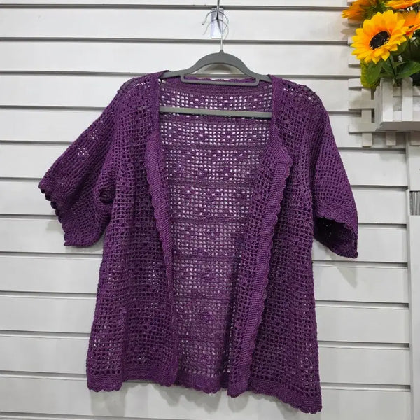 [BUNJANG] Handmade Purple Knit Cardigan / #여성의류여름에 시원하게 입기 좋은 보라색 수제 뜨개 가디건