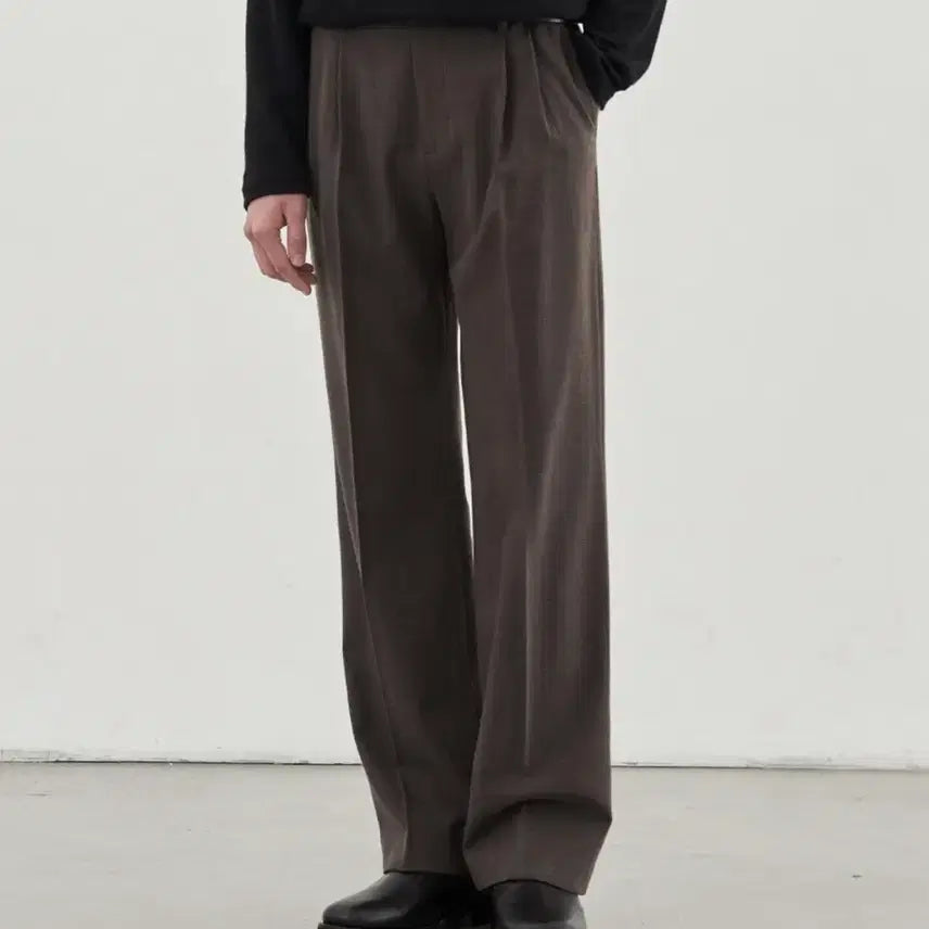 [BUNJANG] Drawfit Moz Wool Wide Belted Slacks (Melange Brown, L) / (드로우핏) 모즈 울 와이드 벨티드 슬랙스 [ 멜란지브라운 / L]