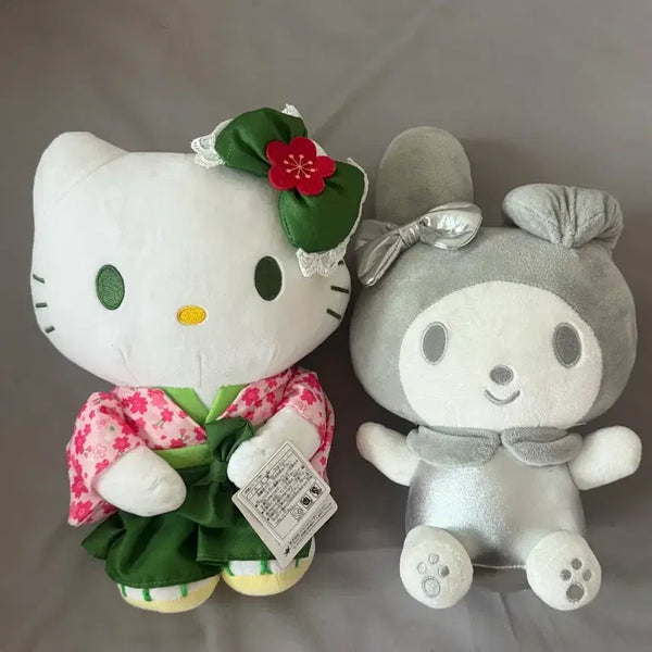 [BUNJANG] Sanrio Matcha Hello Kitty & Silver My Melody Plush Doll Bundle / 말차키티&실버 마이멜로디 인형 일괄
