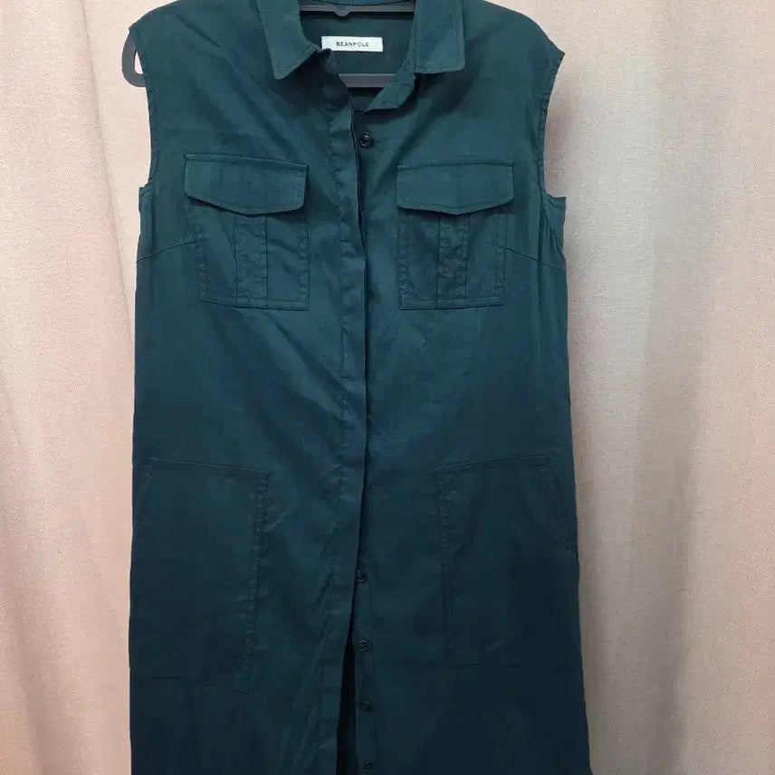[BUNJANG] Beanpole Sleeveless Linen Blend Long Dress Green / 빈폴 민소매 셔츠 원피스 롱 그린