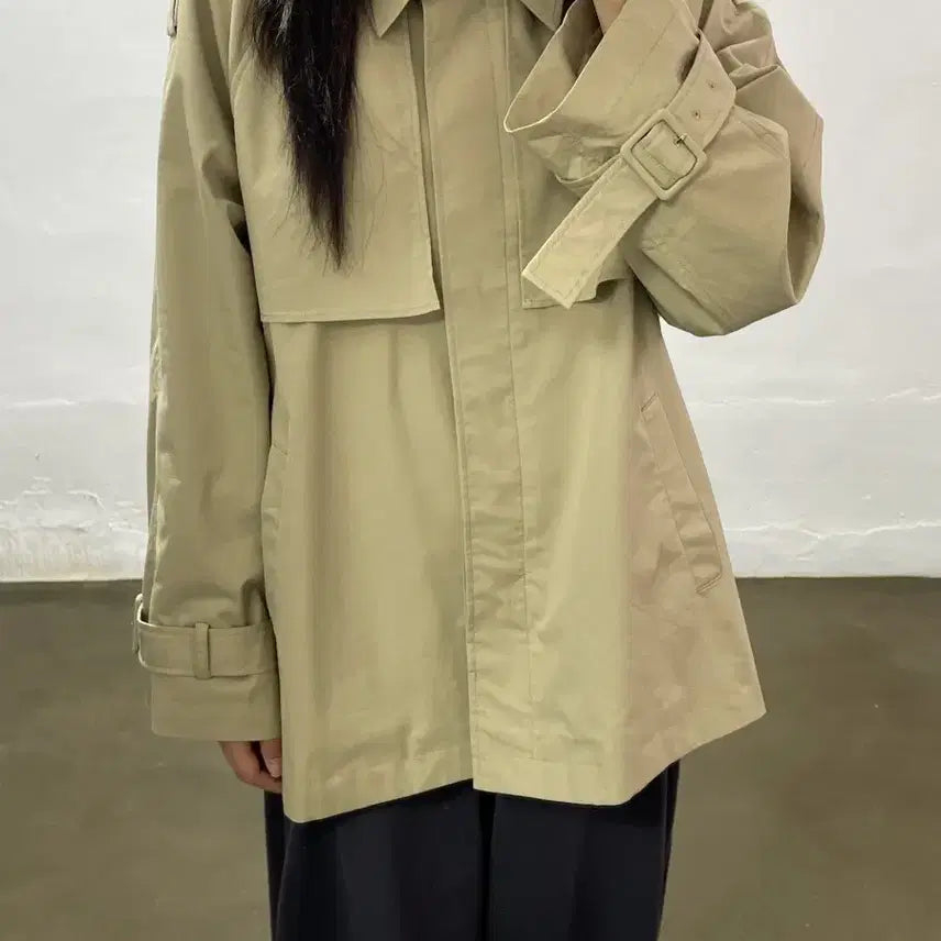 [BUNJANG] MOONT Beige Short Trench Coat M / MOONT 베이지 숏 트렌치 코트 M