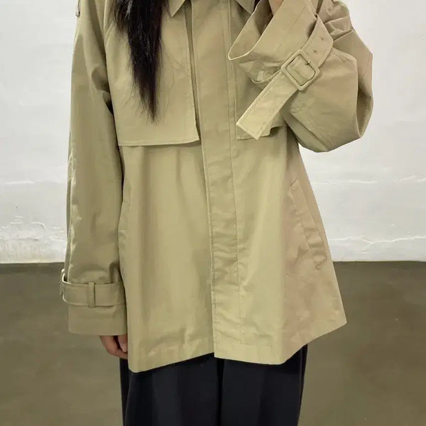 [BUNJANG] MOONT Beige Short Trench Coat M / MOONT 베이지 숏 트렌치 코트 M