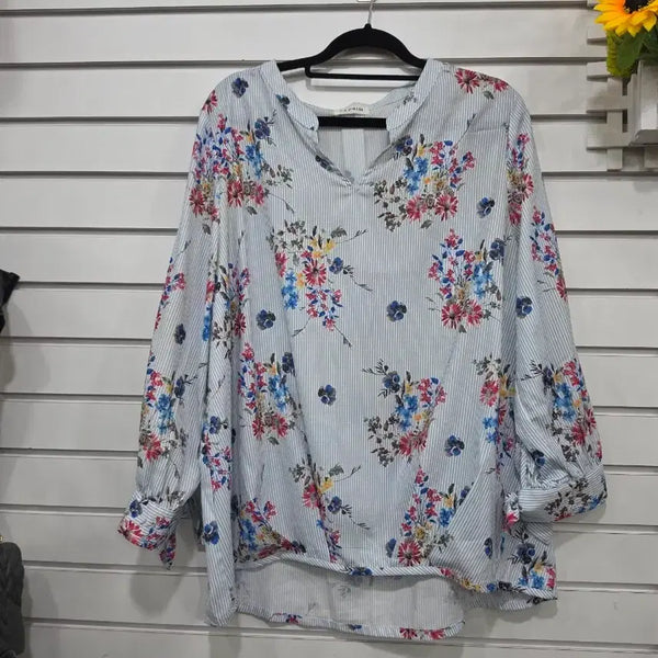 [BUNJANG] LEPSIM Floral Stripe Ribbon Detail Blouse / #여성의류화사한 꽃무늬와 스트라이프 패턴이 조화로운 LEPSIM 블라우스