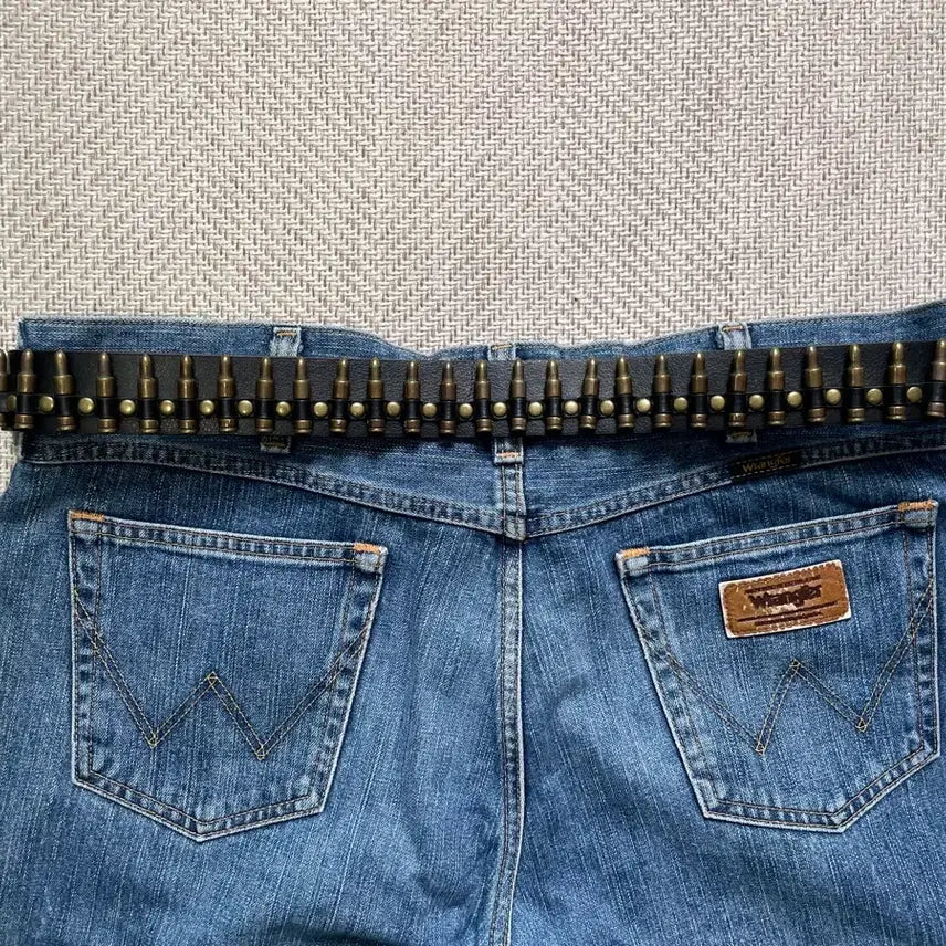 [BUNJANG] Vintage Western Bullet Studded Leather Belt / 빈티지 웨스턴 불릿 스터드 레더벨트